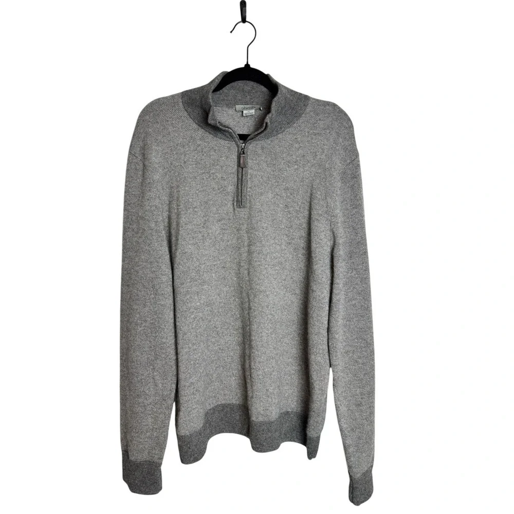 Phenix Men's 100% Cashmere Grey Quarter Zip Sweater‎ XL Funnel Neck Luxury Knit